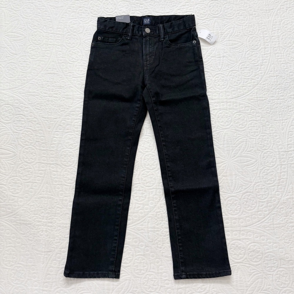 Gap‎ Kids' Straight Leg Stretch Jeans, Black Wash (Sz 7)